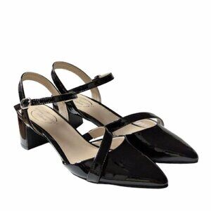 Life Stride Simply Comfort Black Faux Patent Leather Slingback Pump Size 8 NWOB